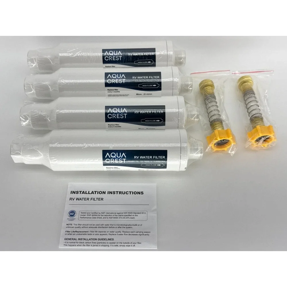 Aqua Crest RV Water Filter 4 Pack 20 Micron High Flow Hose Protector Kit Apparel